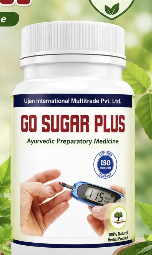 GO Sugar Plus Ayurvedic herbal wellness supplement bottle